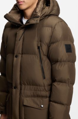 Water-repellent jacket with padding, Brown