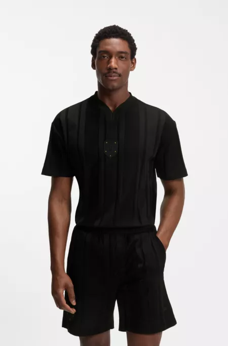 Camiseta de algodón a rayas con textura