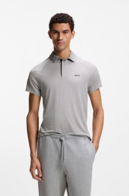 Active slim-fit polo shirt with thermoregulating performance, Light Grey