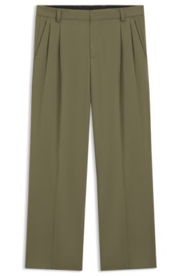 Modern-fit trousers in stretch ripstop, Green