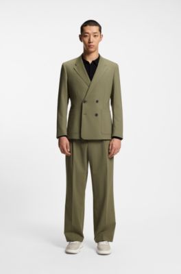 Modern-fit broek van ripstopmateriaal met stretch, Groen