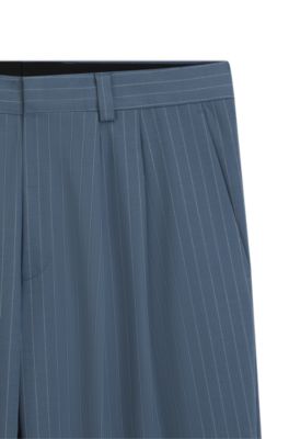 Wide-leg trousers in pinstripe stretch cloth, Light Blue stripes