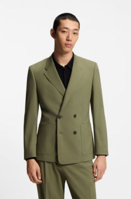 Slim-fit jacket in stretch ripstop, Green