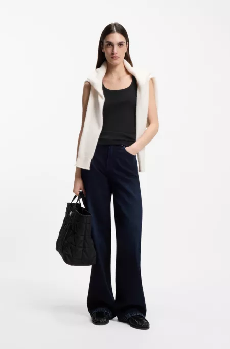 Racer-back tank top in stretch cotton