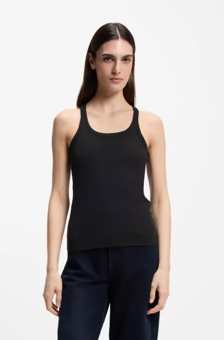 Racer-back tank top in stretch cotton