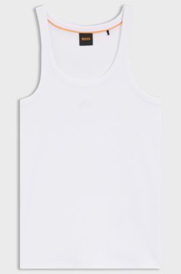 Camiseta sin mangas con espalda nadadora en algod&oacute;n el&aacute;stico, Blanco