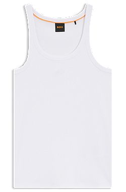 Racer-back tank top in stretch cotton