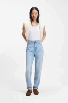 Camiseta sin mangas con espalda nadadora en algod&oacute;n el&aacute;stico, Blanco