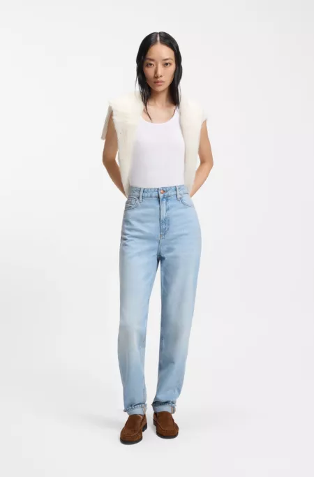 Racer-back tank top in stretch cotton