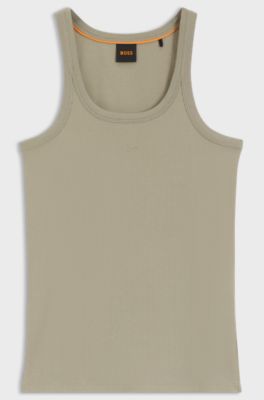 Racer-back tank top in stretch cotton, Light Green