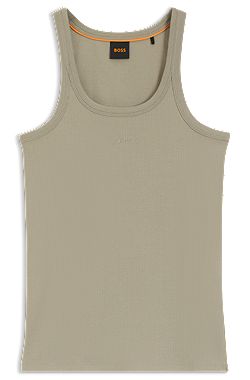 Racer-back tank top in stretch cotton