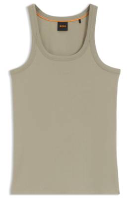 Boss Racer-back tank top in stretch cotton linnen dam – bild 4