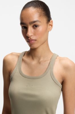Racer-back tank top in stretch cotton, Light Green