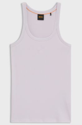 Racer-back tank top in stretch cotton, Light Purple