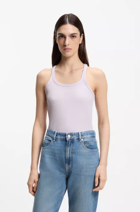Racer-back tank top in stretch cotton