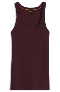 Racer-back tank top in stretch cotton, Dark Red
