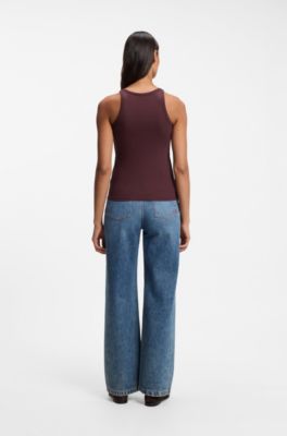 Stretch-cotton tank top, Dark Red