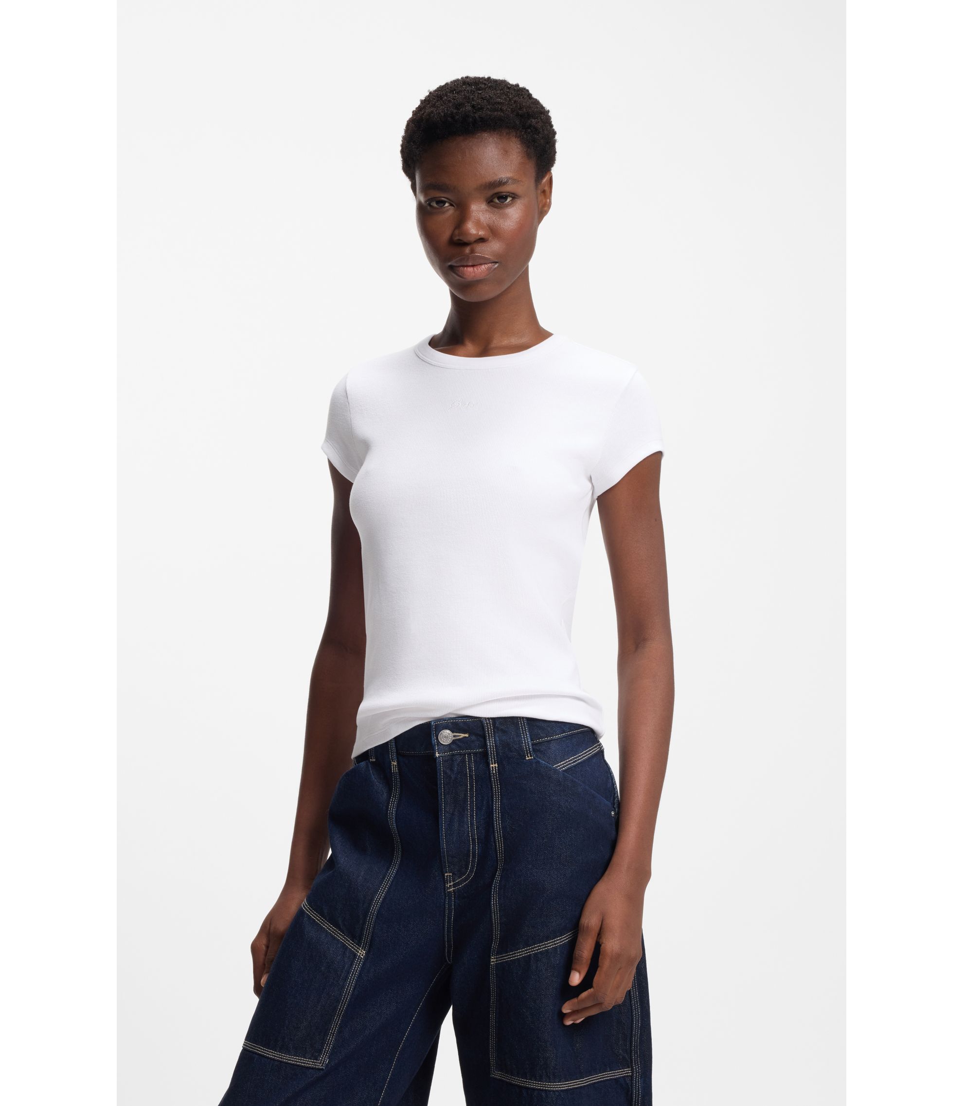 Slim-Fit T-Shirt aus Stretch-Baumwolle mit Logo-Stickerei