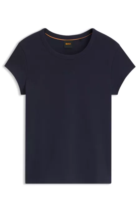 Slim-fit T-shirt in stretch cotton with embroidered logo