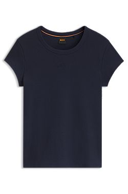 Slim-fit T-shirt in stretch cotton with embroidered logo