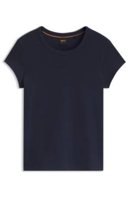 Boss Slim-fit T-shirt in stretch cotton with embroidered logo dam – bild 4