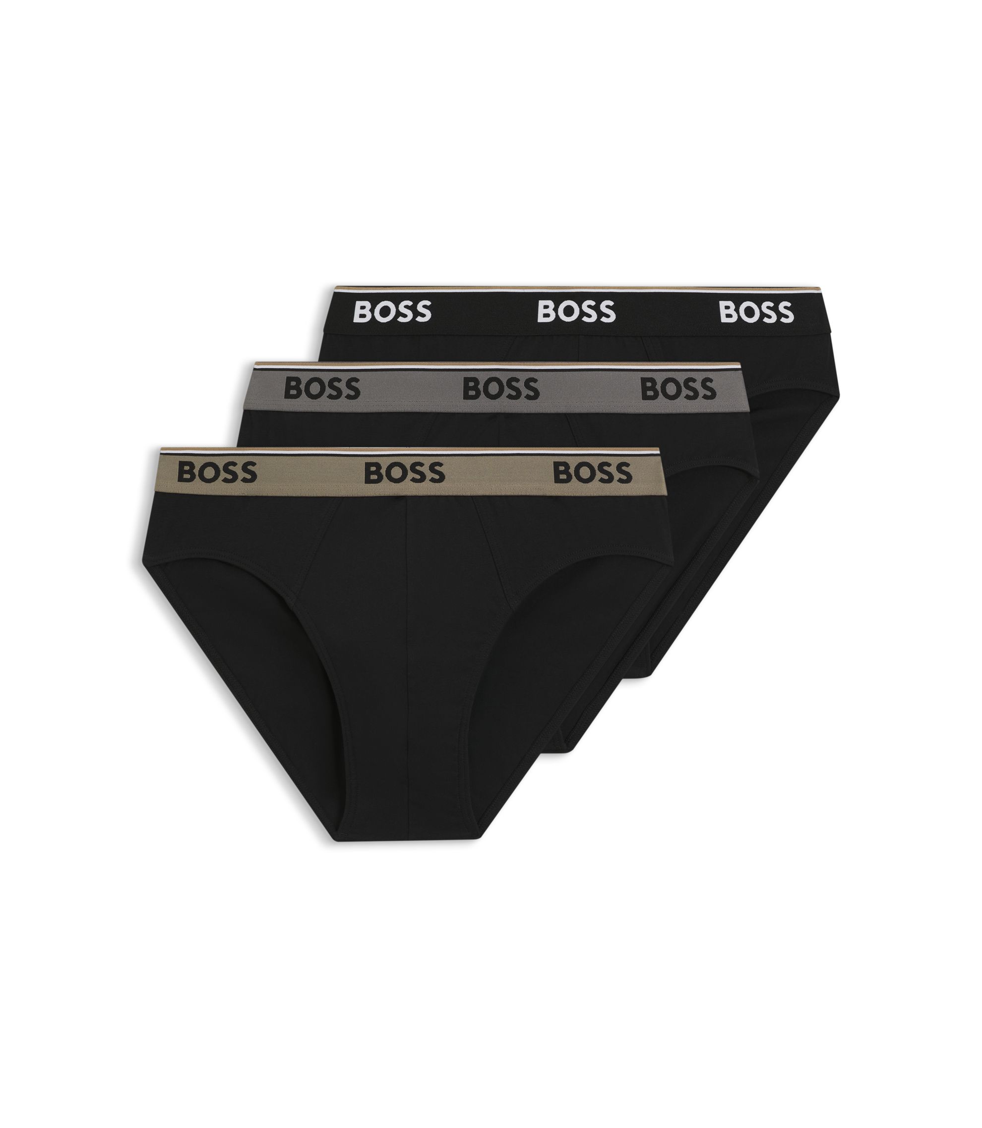 Dreierpack Slips aus Stretch-Baumwolle mit Logos am Bund