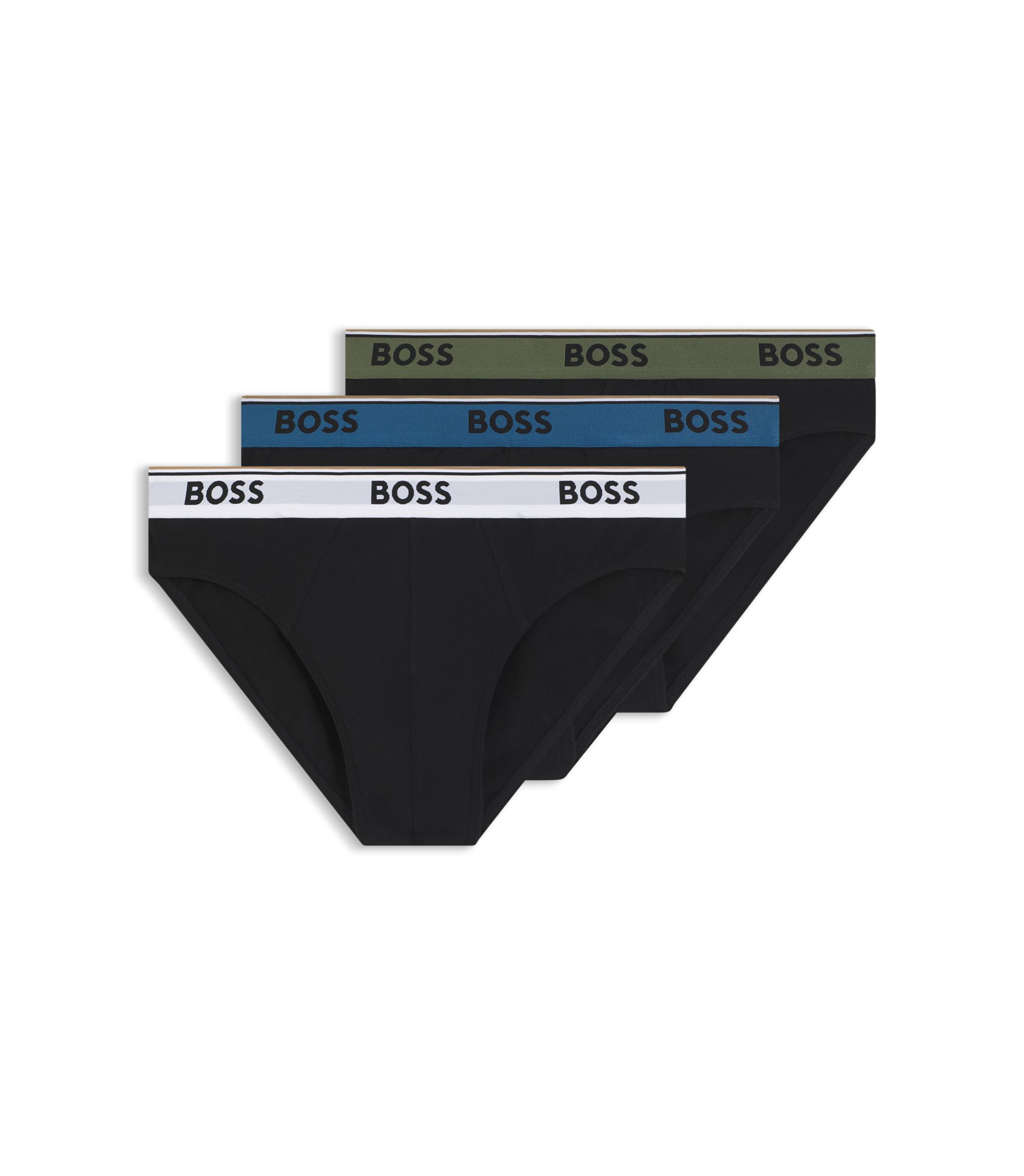 Dreierpack Slips aus Stretch-Baumwolle mit Logos am Bund