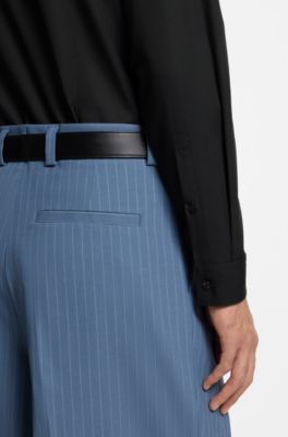 Slim-fit shirt in easy-iron cotton poplin, Black