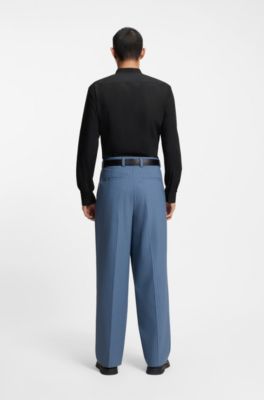 Slim fit-skjorta i easy iron-bomullspoplin, Svart
