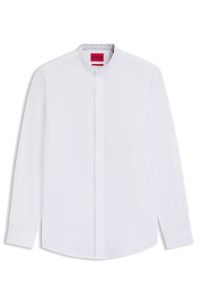 Slim-fit shirt in easy-iron cotton poplin, White