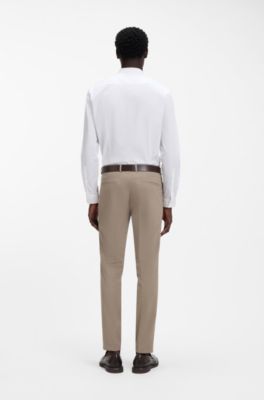 Camicia slim fit in popeline di cotone facile da stirare, Bianco