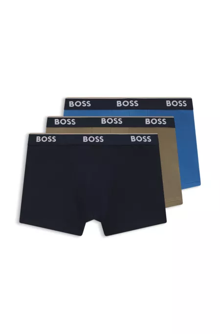 Lot de trois boxers courts en coton stretch avec taille logotée