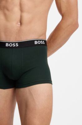 Three-pack stretch-cotton trunks, Black / Red