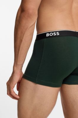 Three-pack stretch-cotton trunks, Black / Red