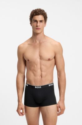 Three-pack stretch-cotton trunks, Black / Red