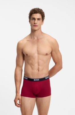 Three-pack stretch-cotton trunks, Black / Red