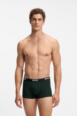 Three-pack stretch-cotton trunks, Black / Red