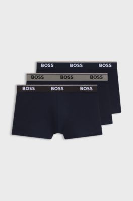 Confezione da tre boxer in cotone con elastico logato in vita, Nero