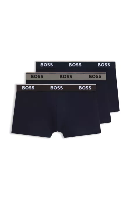 Lot de trois boxers courts en coton avec taille logotée