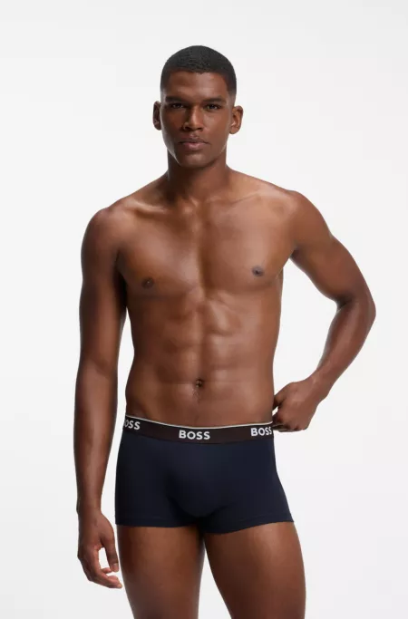 Lot de trois boxers courts en coton avec taille logotée