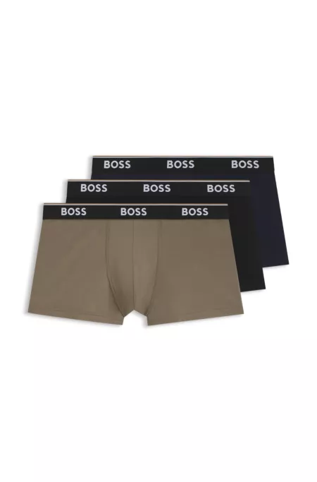 Lot de trois boxers courts en coton avec taille logotée