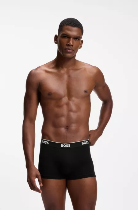 Lot de trois boxers courts en coton avec taille logotée