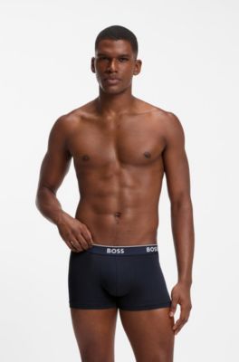 Three-pack stretch-cotton trunks, Blue / Grey