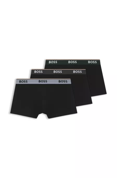 Lot de trois boxers courts en coton avec taille logotée