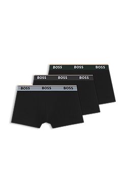 Three-pack of logo-waistband trunks in cotton