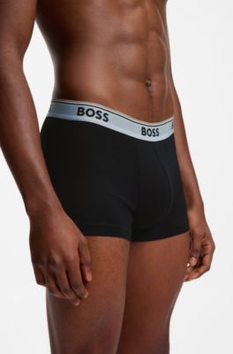 Confezione da tre boxer in cotone con elastico logato in vita, Nero