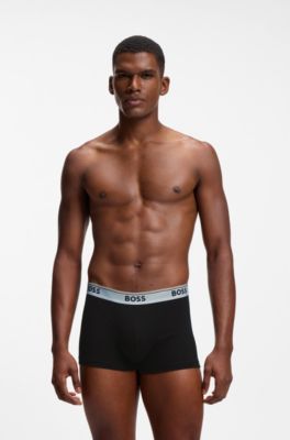 Set van drie korte boxershorts van katoen met logotailleband, Zwart