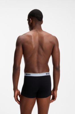 Confezione da tre boxer in cotone con elastico logato in vita, Nero