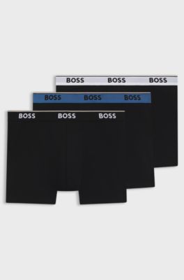 Dreierpack eng anliegende Boxershorts mit Logo am Bund, Schwarz