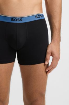 Three-pack of stretch-cotton logo-waistband boxer briefs, Black